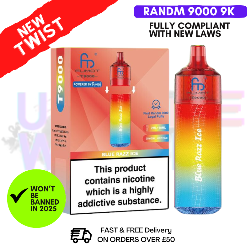 Blue Razz ICE RandM T9000 9K Replacable Pod Kit
