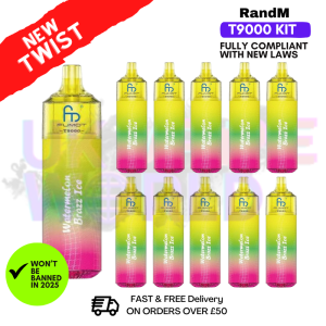 Watermelon Brazz Ice Randm T9000 Puffs Box Of 10